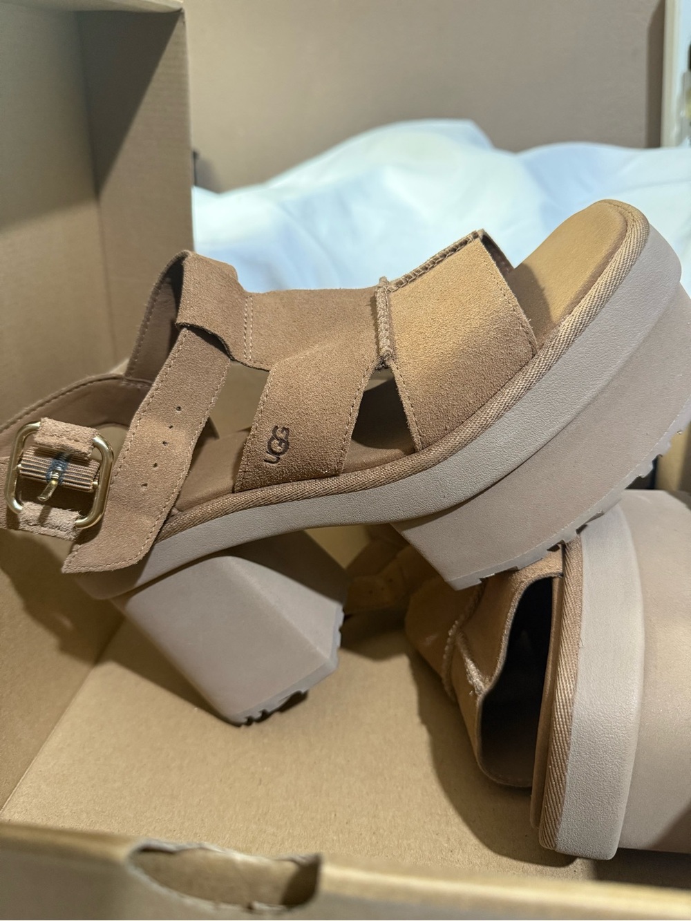 UGG New Heights Platform T-Strap Sandal W/Size 9.5